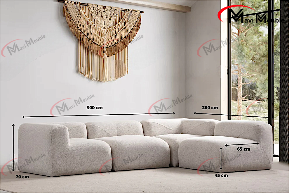 CANAPÉ MODULABLE NUAGE - CHENILLE - BLANC CASSÉ