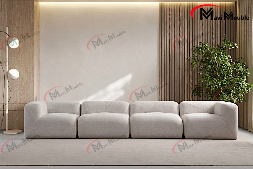 CANAPÉ MODULABLE NUAGE - CHENILLE - BLANC CASSÉ