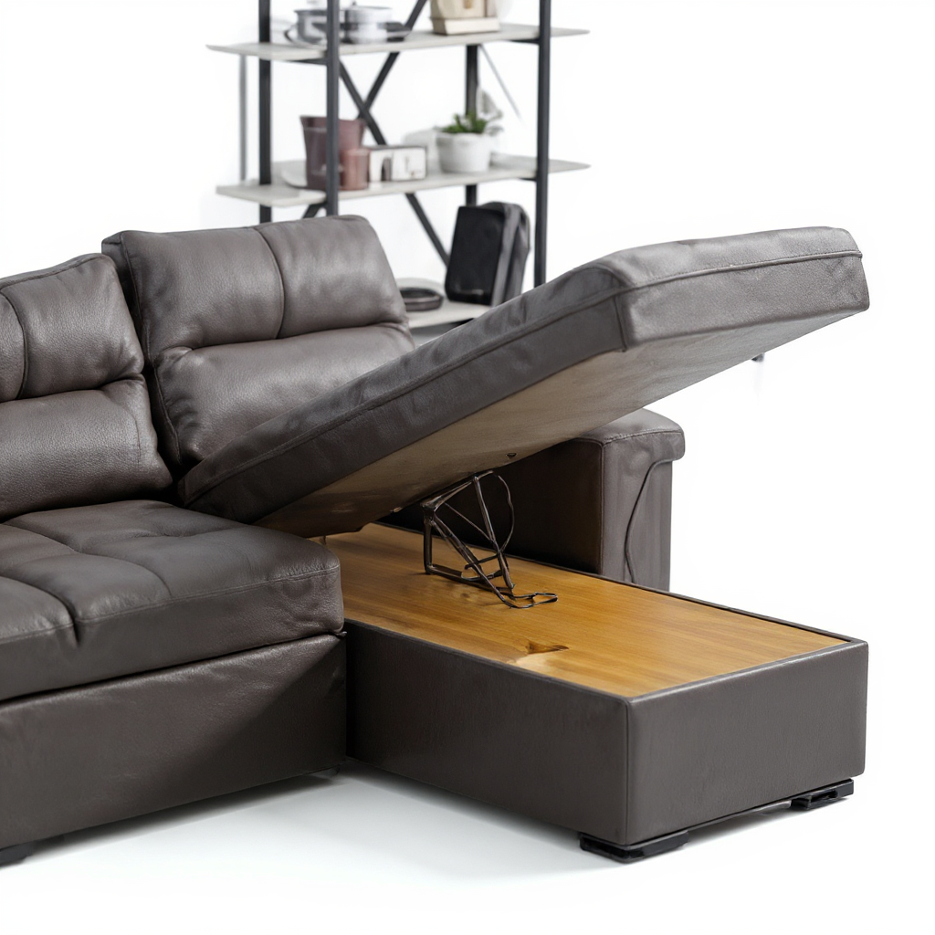 Canapé d'Angle Convertible Kasas Velours Gris
