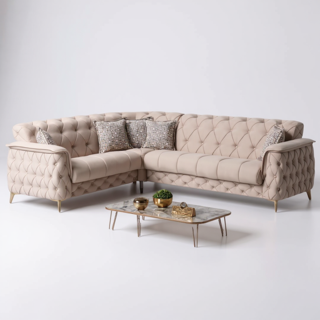 Canapé d'Angle Convertible Cubay Velours Beige