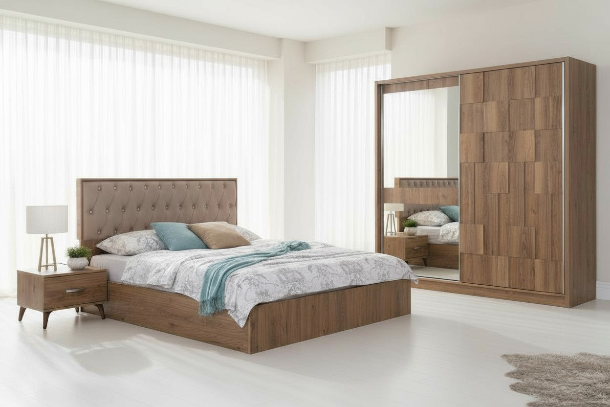 Chambre à Coucher Gizem Noyer Clair