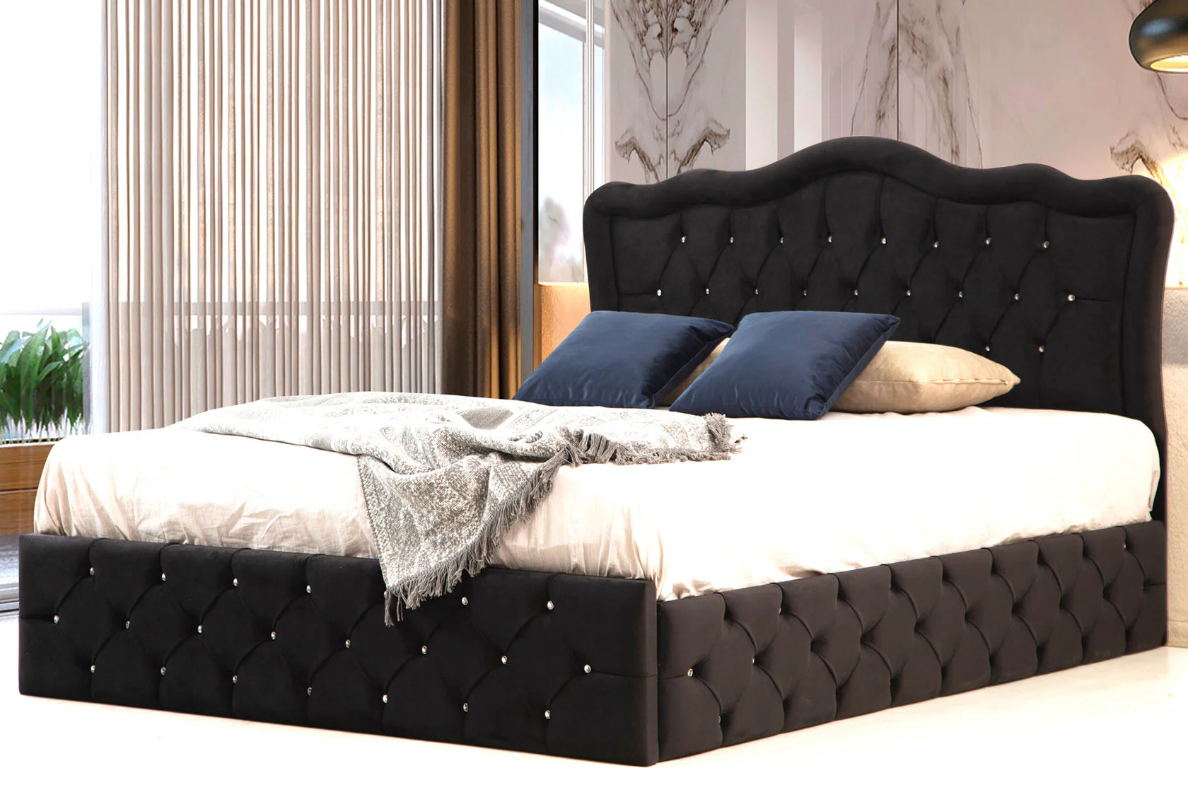 Cadre De Lit VENISE NOIR - Velours