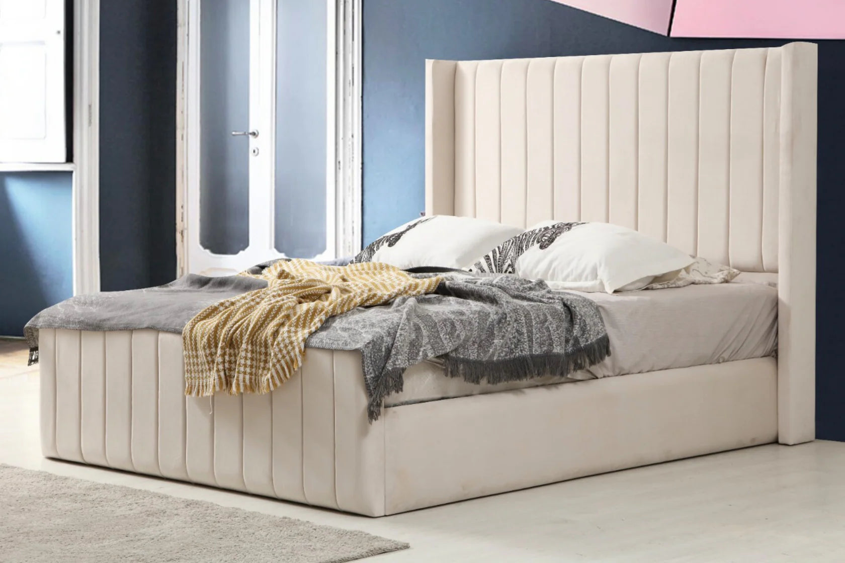 Cadre De Lit SANA BLANC CASSÉ - Velours