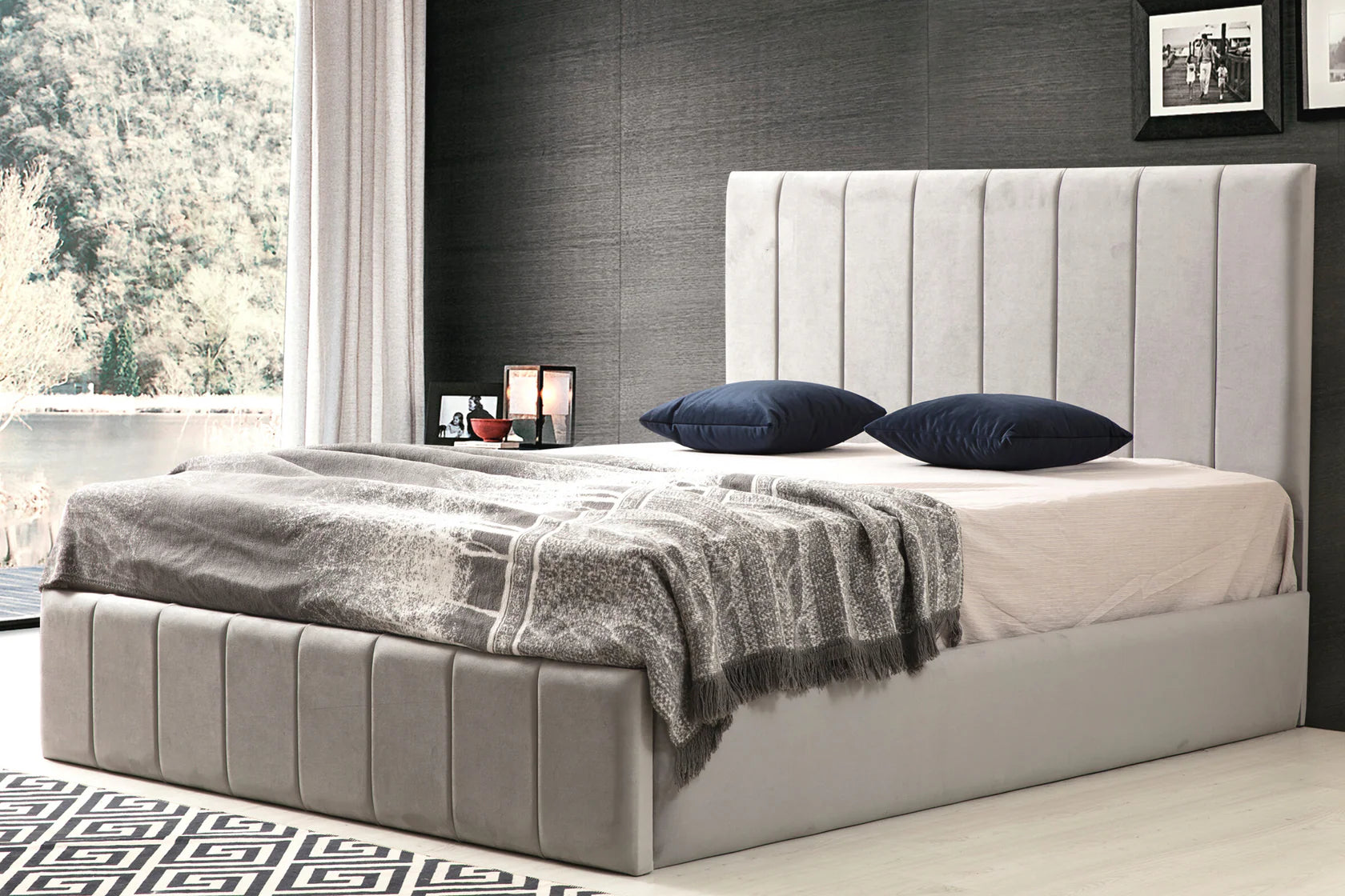 Cadre De Lit NATURA GRIS - Velours