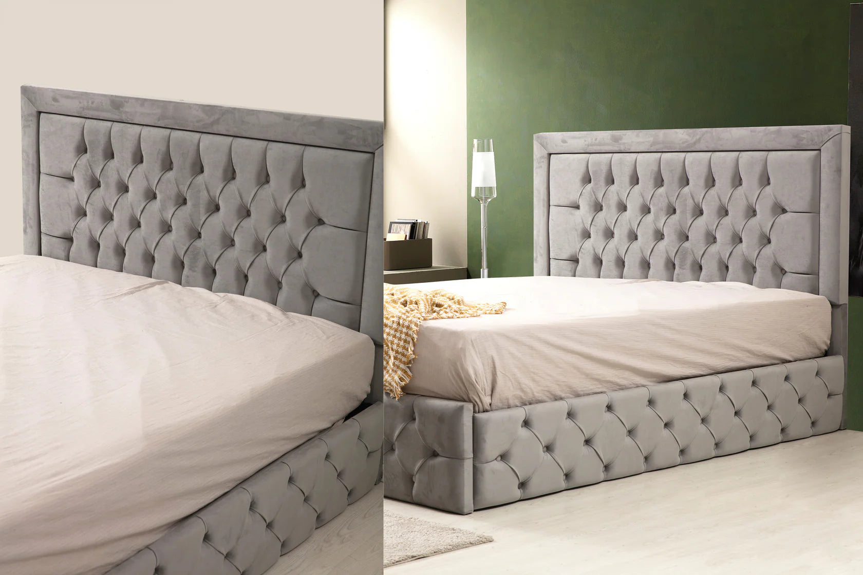 Cadre De Lit ROMA GRIS - Velours