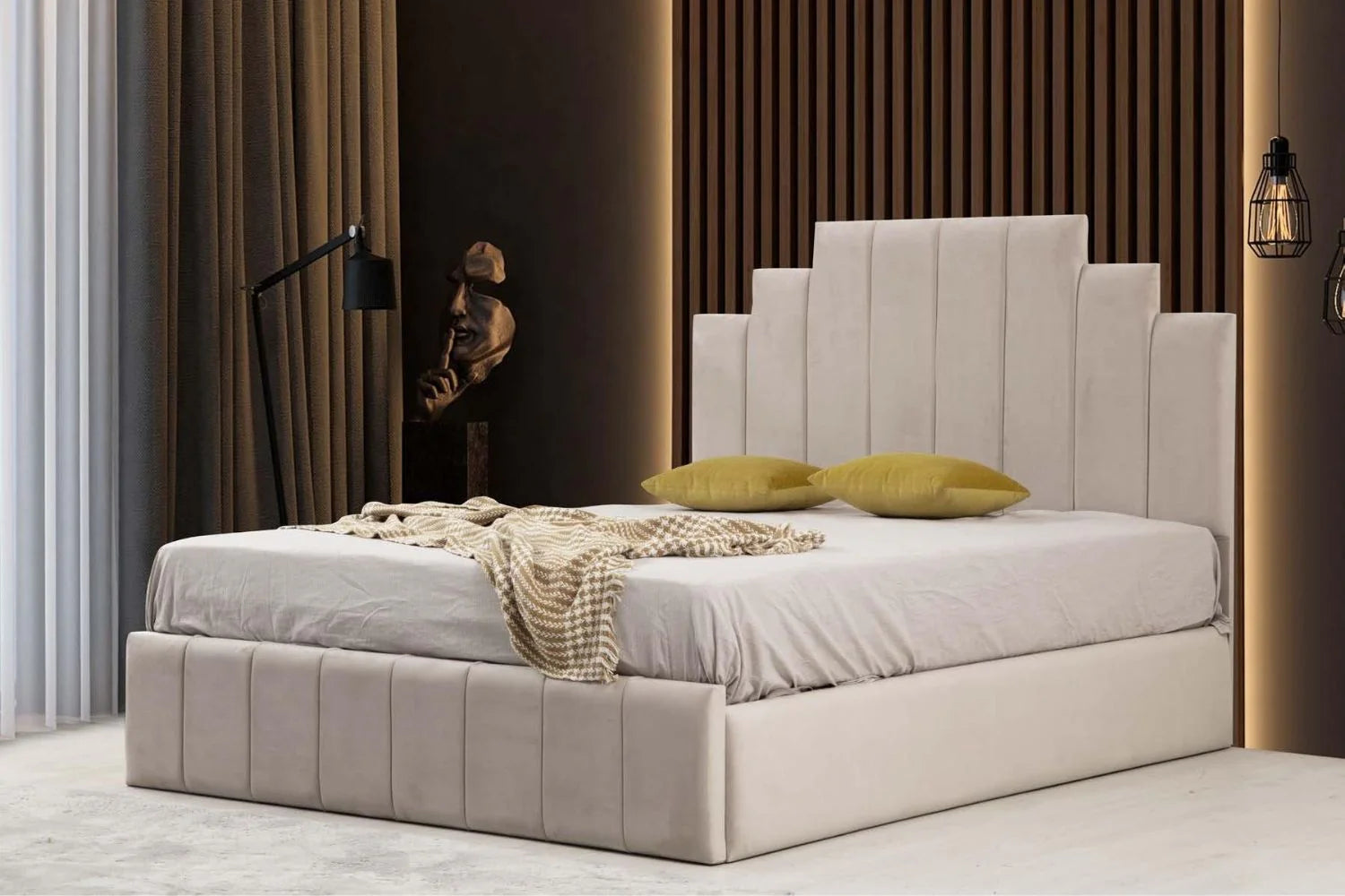 Cadre De Lit POLO BEIGE - Velours