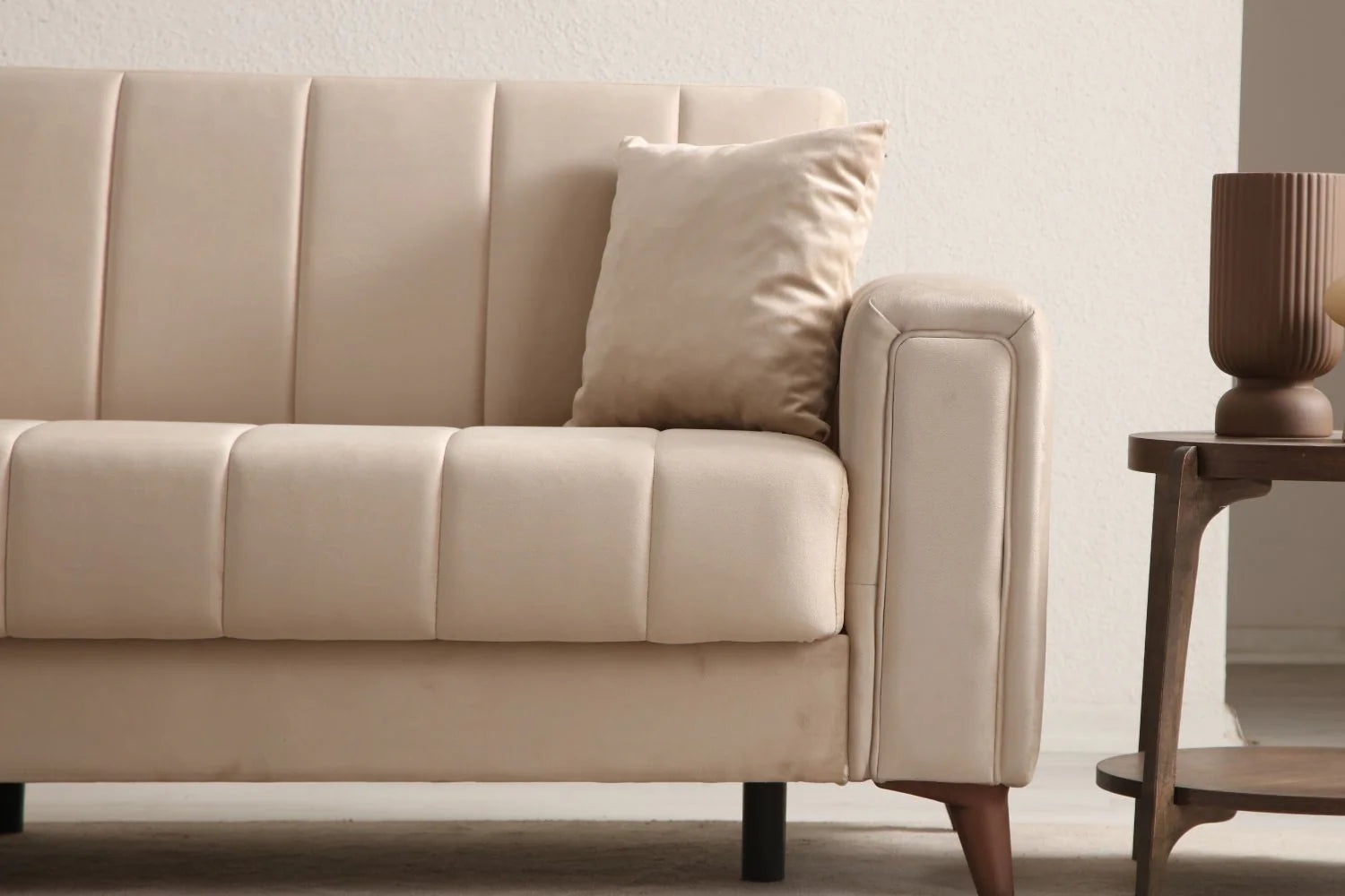 Canapé Convertible Novia Velours Beige