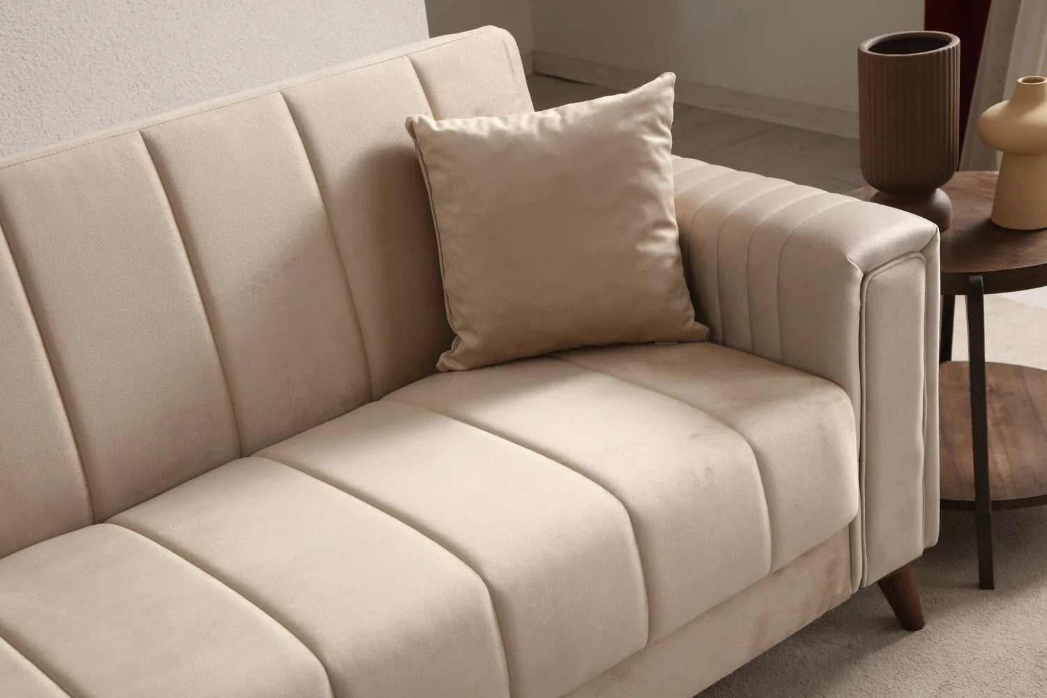 Canapé Convertible Novia Velours Beige