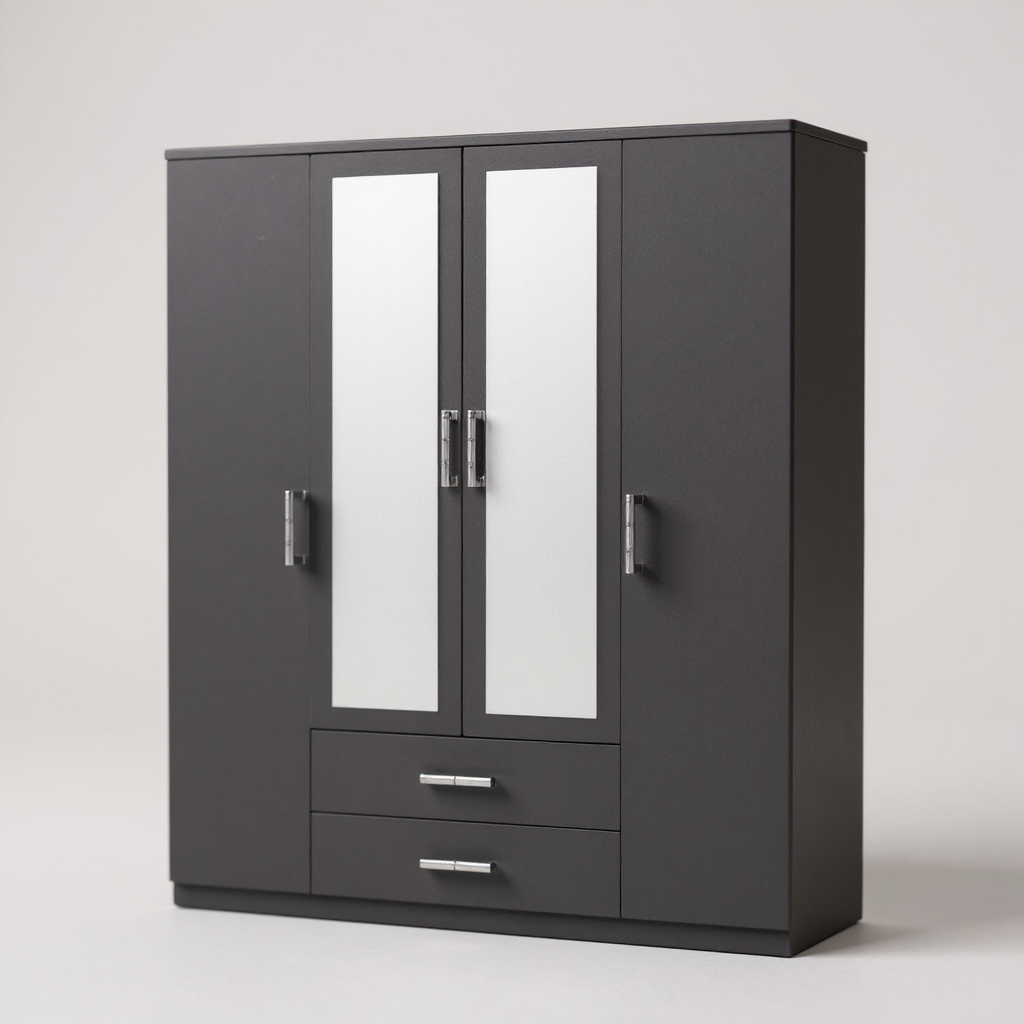 Armoire 4 Portes Gilona Gris