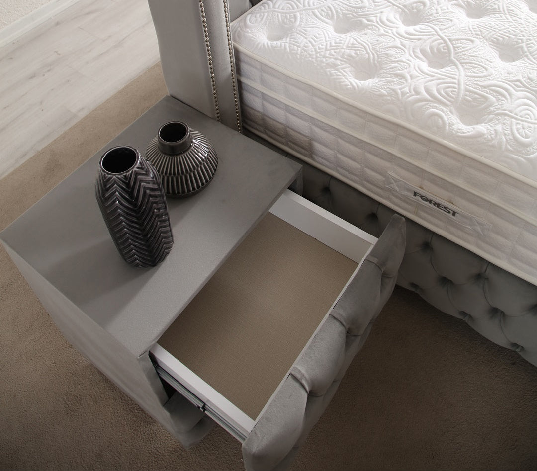 Chevet Capitonné GRIS - Velours