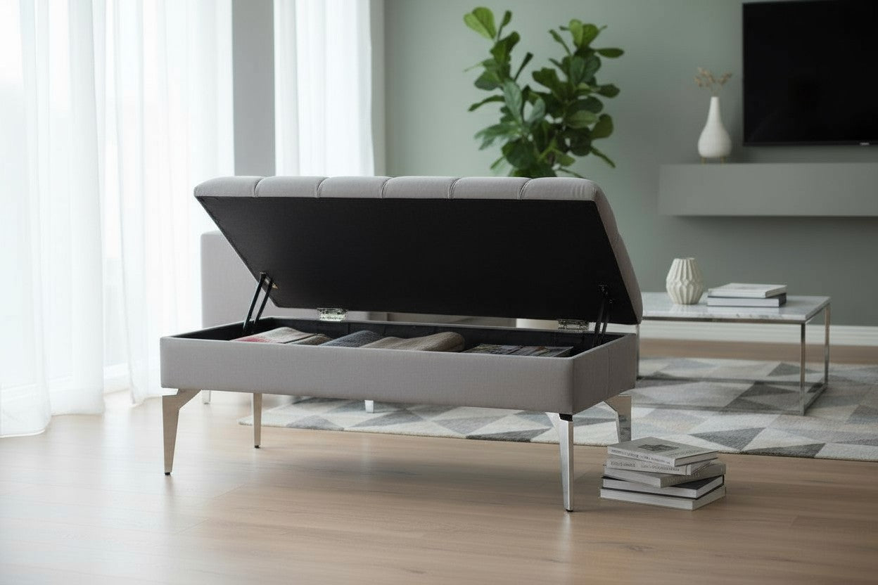 Banquette Coffre Sana GRIS - Velours