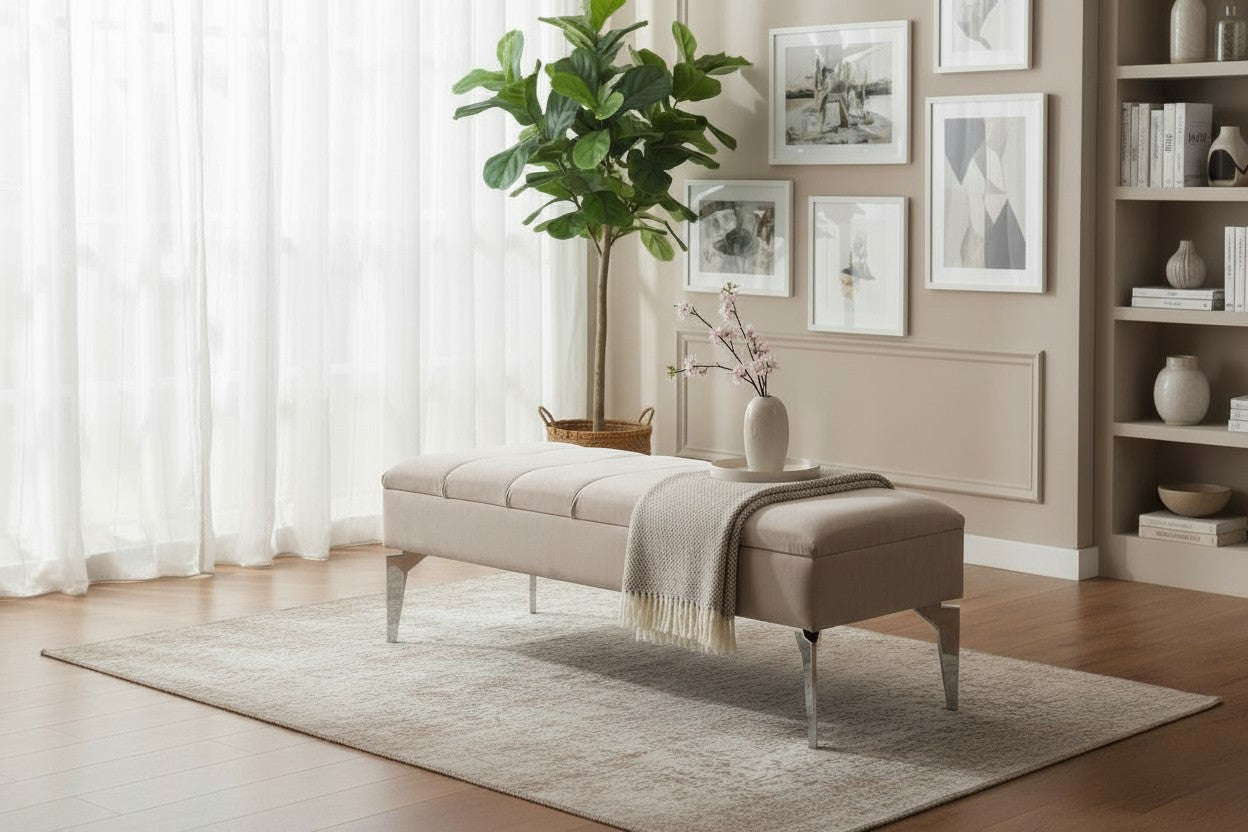 Banquette Coffre Sana BEIGE - Velours