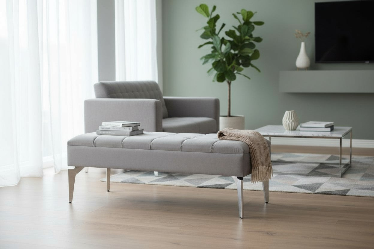 Banquette Coffre Sana GRIS - Velours