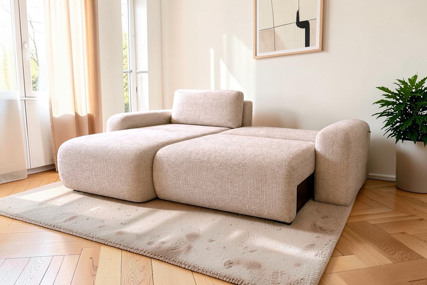 Canapé d'Angle Convertible Réversible Betis Tweed Beige