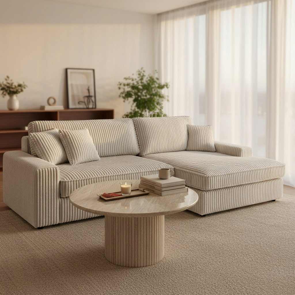 Canapé d'Angle Mini Lexas Doudoud Blanc Cassé