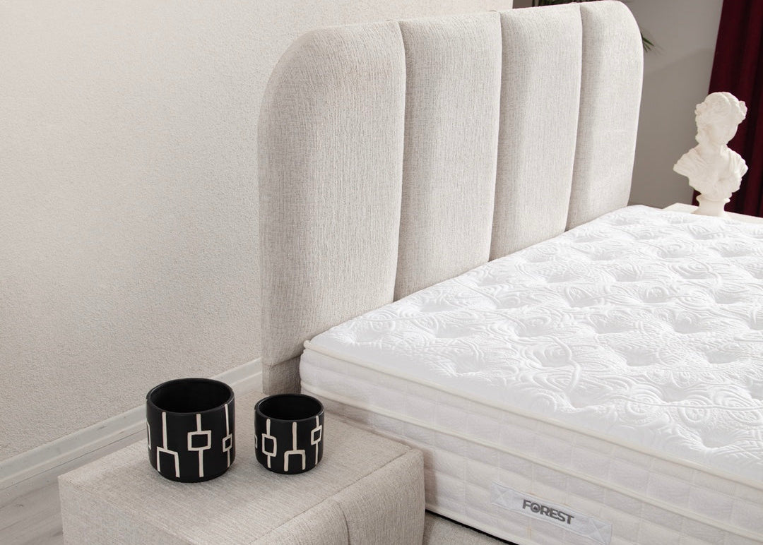 Lit Coffre ELEN BLANC CASSÉ - Chenille