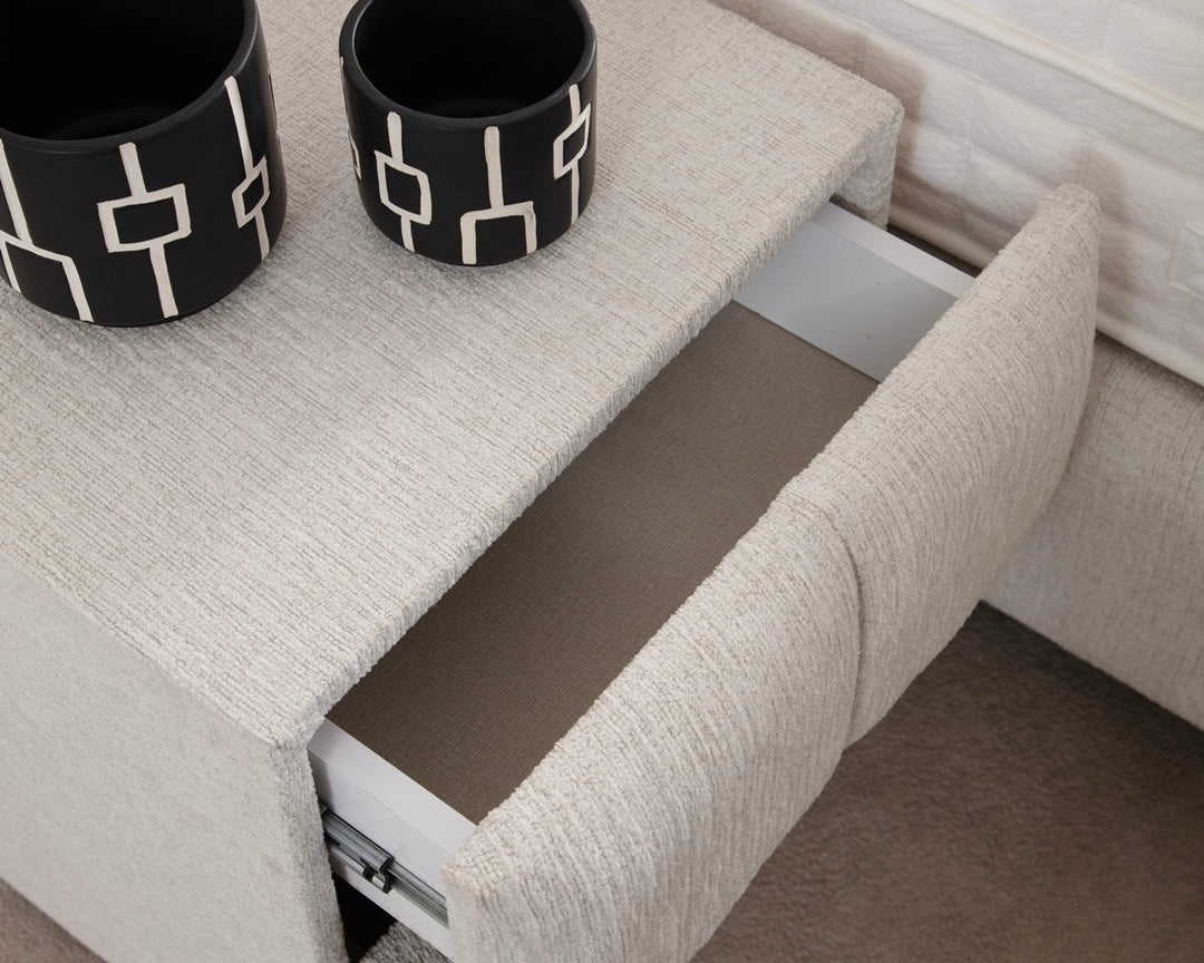 Lit Coffre ELEN BLANC CASSÉ - Chenille