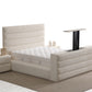 Lit Coffre TV Intégré ICONTY BLANC CASSÉ - Chenille