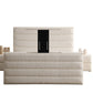 Lit Coffre TV Intégré ICONTY BLANC CASSÉ - Chenille