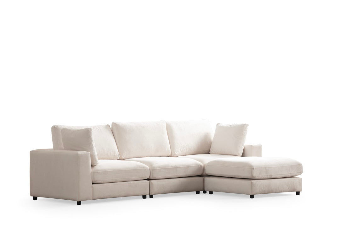 Canapé Modulable Julia Velours 3+1 Pouf