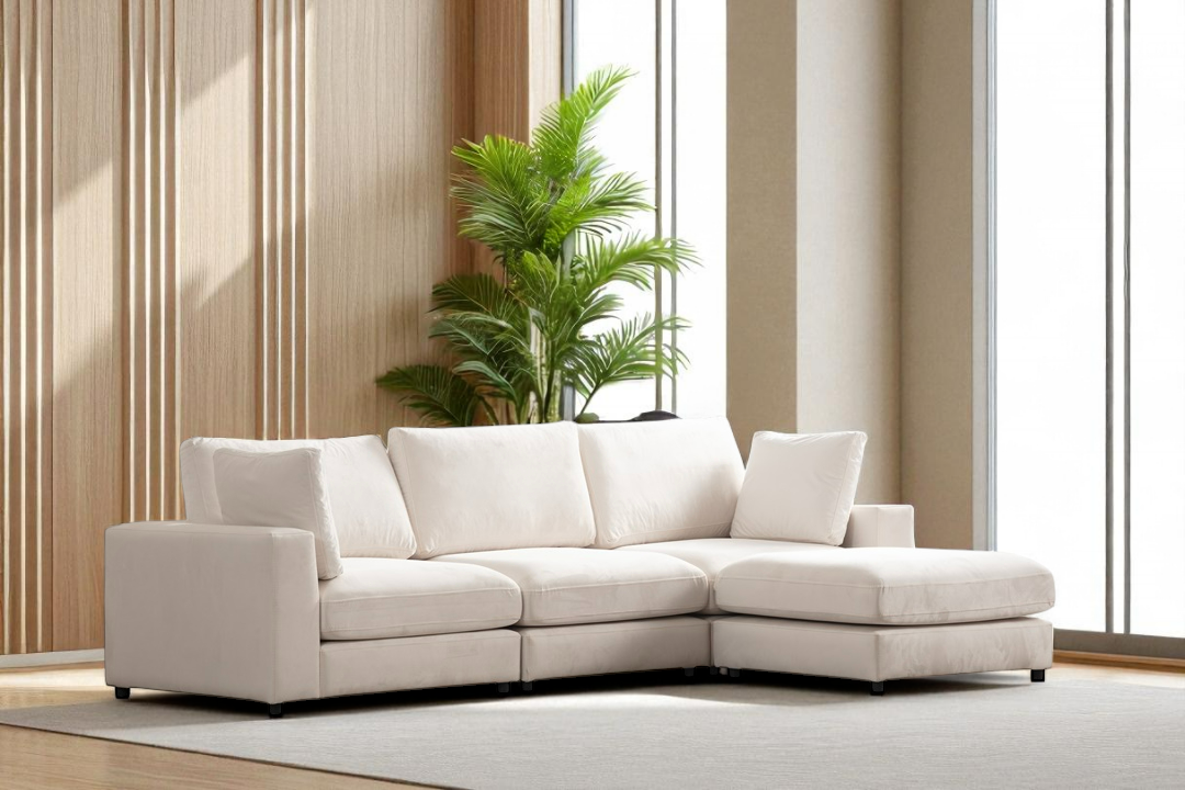 Canapé Modulable Julia Velours 3+1 Pouf