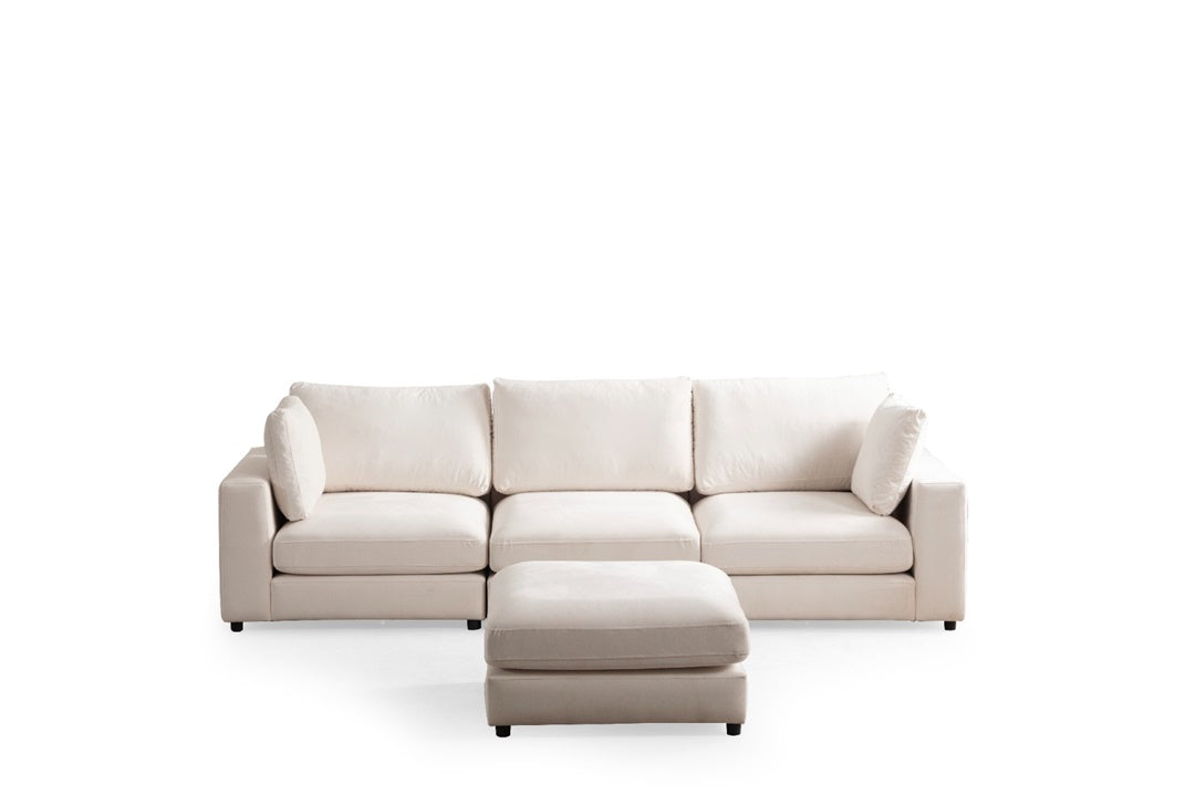 Canapé Modulable Julia Velours 3+1 Pouf