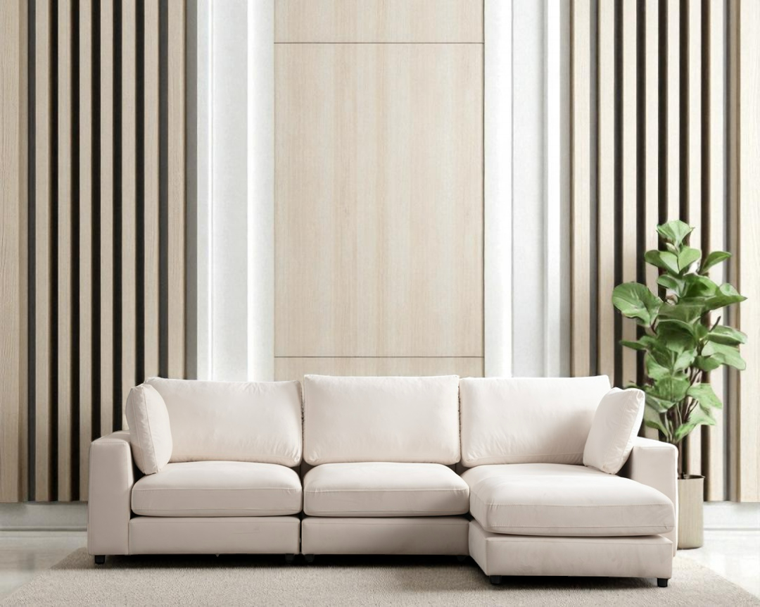 Canapé Modulable Julia Velours 3+1 Pouf