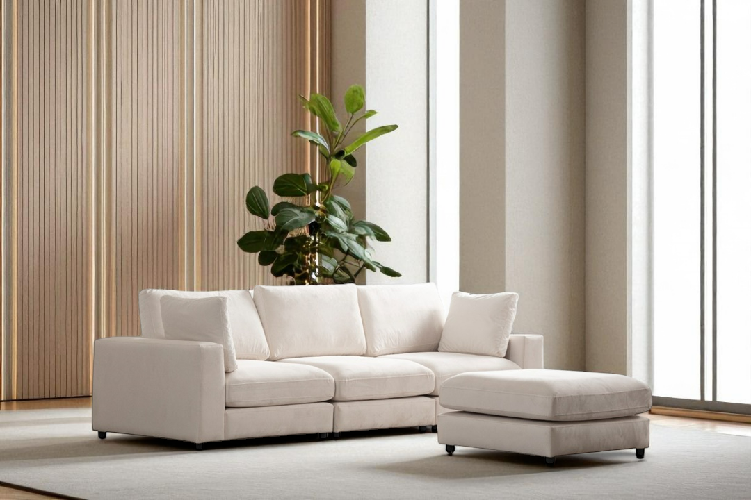 Canapé Modulable Julia Velours 3+1 Pouf