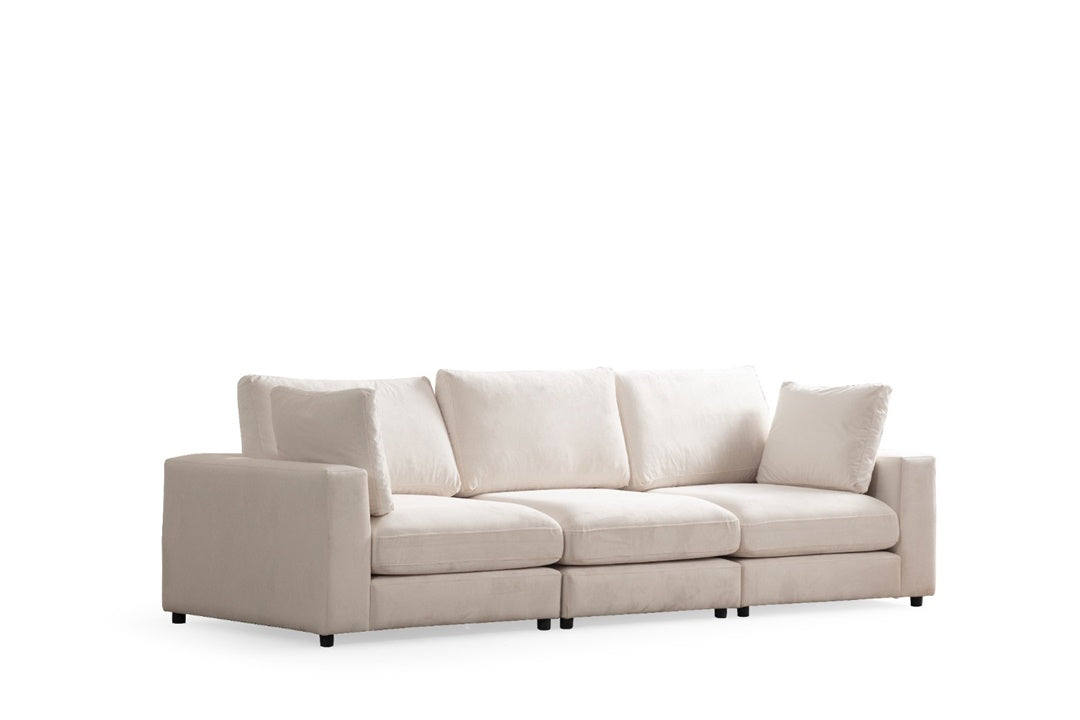 Canapé Modulable Julia Velours 3+1 Pouf