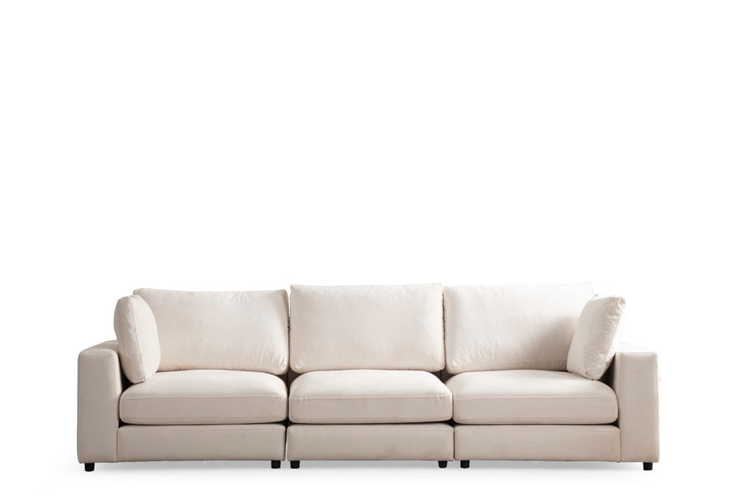 Canapé Modulable Julia Velours 3+1 Pouf