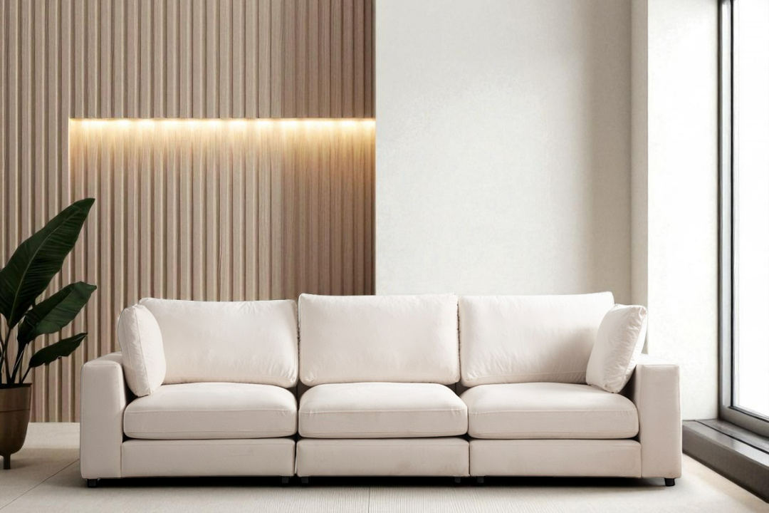 Canapé Modulable Julia Velours 3+1 Pouf