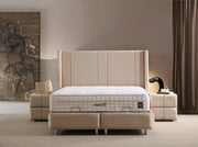 Lit Coffre SILIA BEIGE - Velours