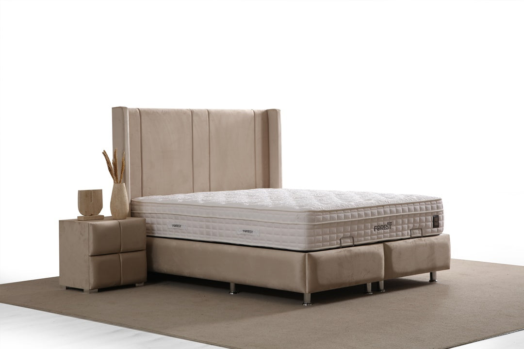 Lit Coffre SILIA BEIGE - Velours