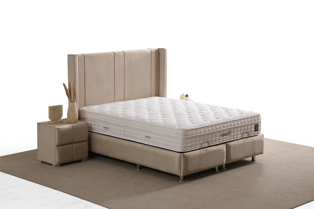 Lit Coffre SILIA BEIGE - Velours