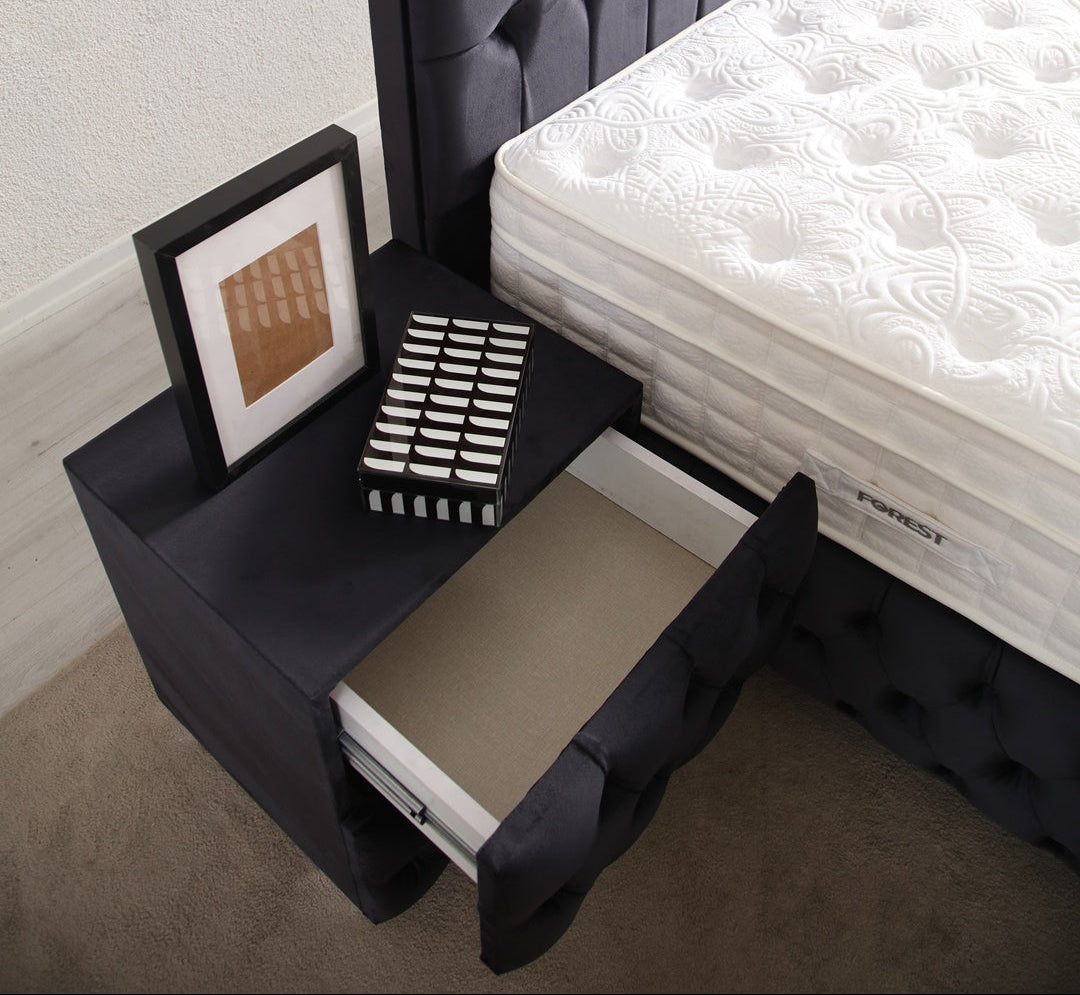 Chevet Capitonné NOIR - Velours