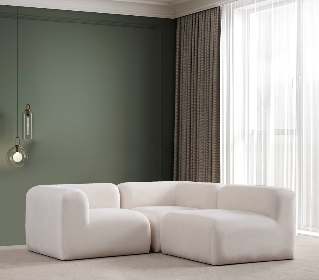 Canapé Modulable Nuage Velours Blanc Cassé