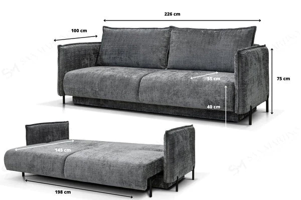 Canapé Convertible Azalfi Tweed Gris