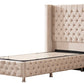 Lit Coffre 1 Place CLOUTÉ BEIGE - Velours
