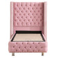Lit Coffre 1 Place CLOUTÉ ROSE - Velours
