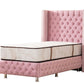 Lit Coffre 1 Place CLOUTÉ ROSE - Velours