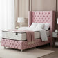 Lit Coffre 1 Place CLOUTÉ ROSE - Velours