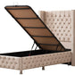 Lit Coffre 1 Place CLOUTÉ BEIGE - Velours
