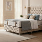 Lit Coffre 1 Place CLOUTÉ BEIGE - Velours