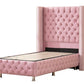 Lit Coffre 1 Place CLOUTÉ ROSE - Velours