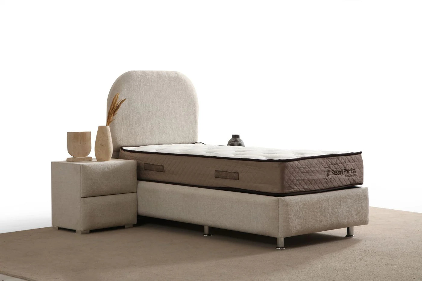 Lit Coffre 1 Place JADE BLANC CASSÉ - Chenille