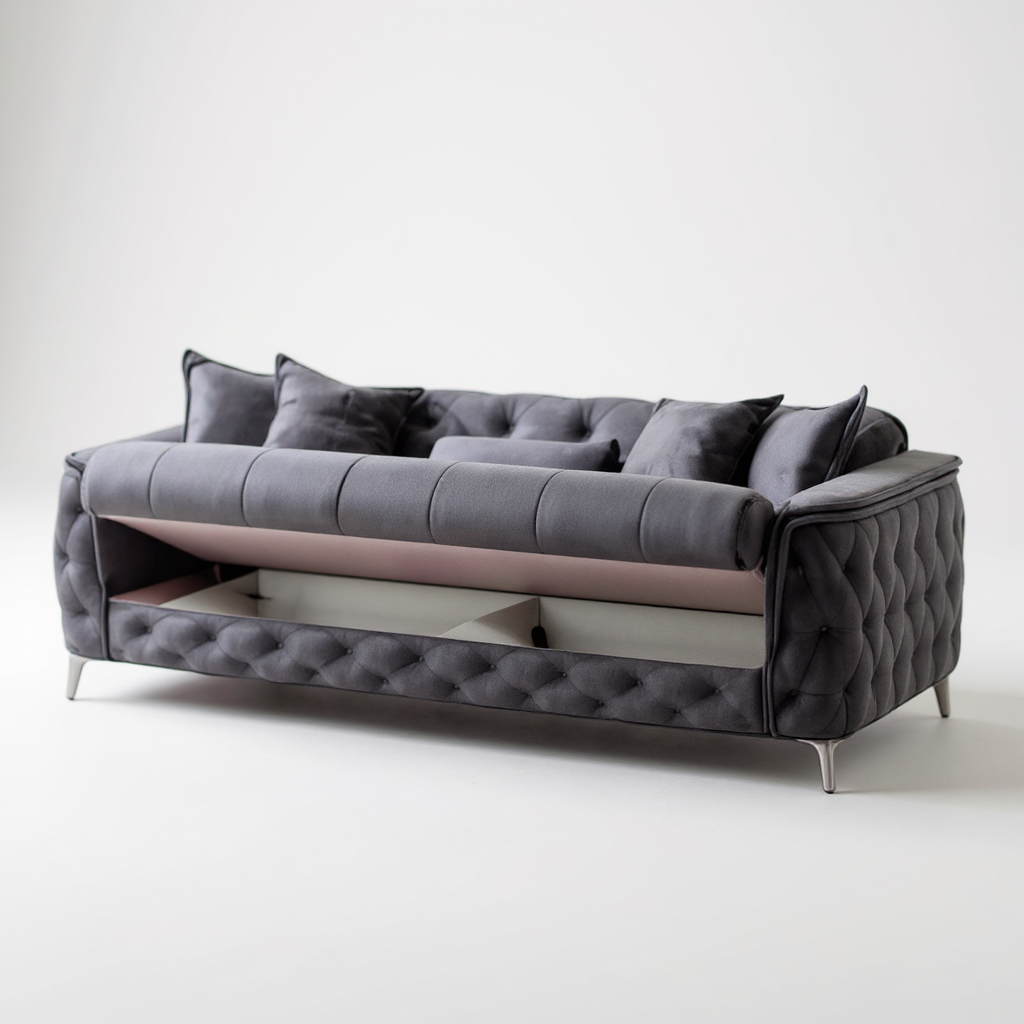 Canapé Convertible 3+2+1 Cubay Velours Gris