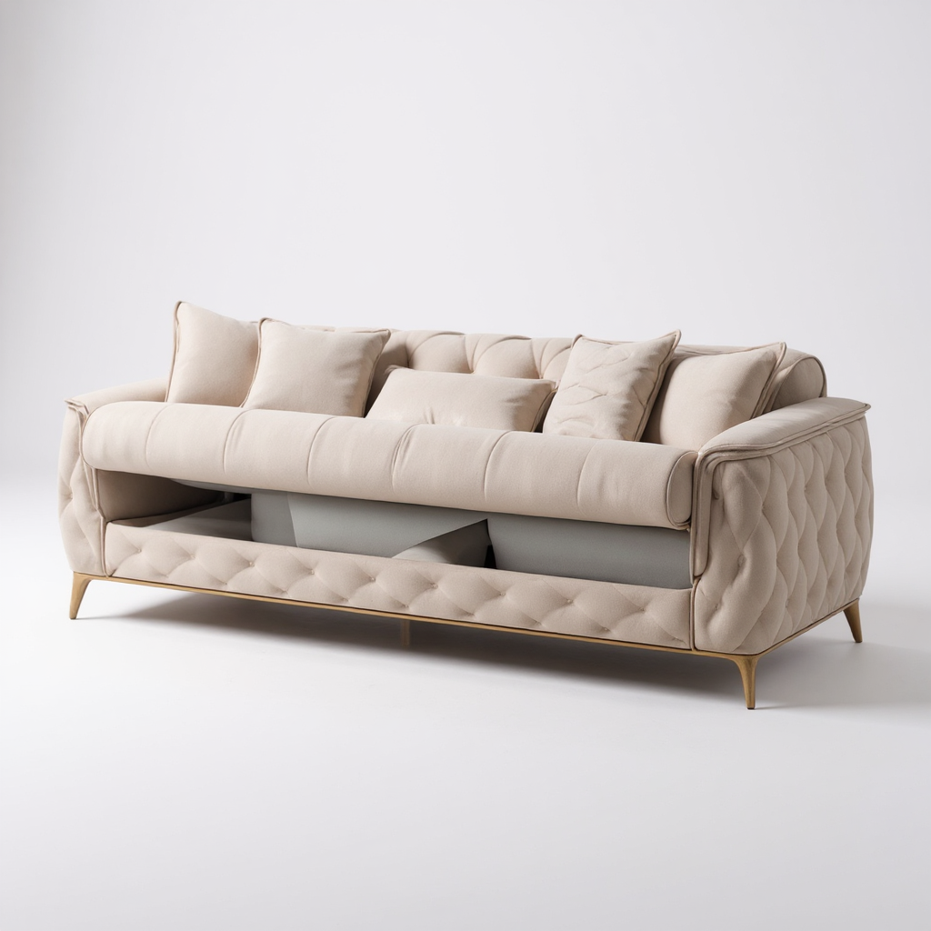 Canapé Convertible 3+2+1 Cubay Velours Beige