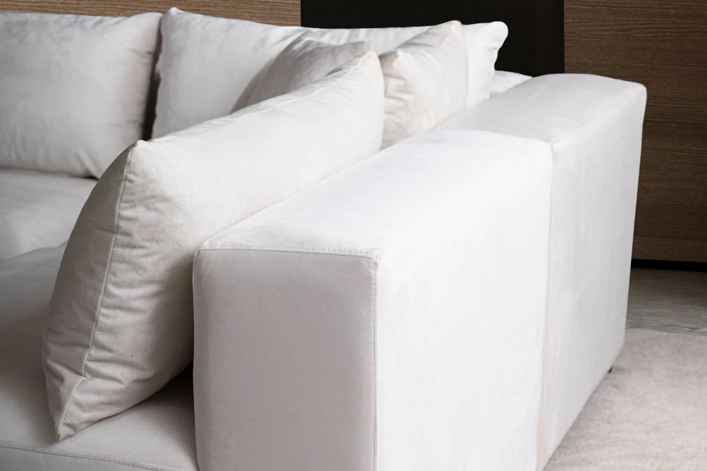 Canapé Modulable Azra Velours Blanc Cassé