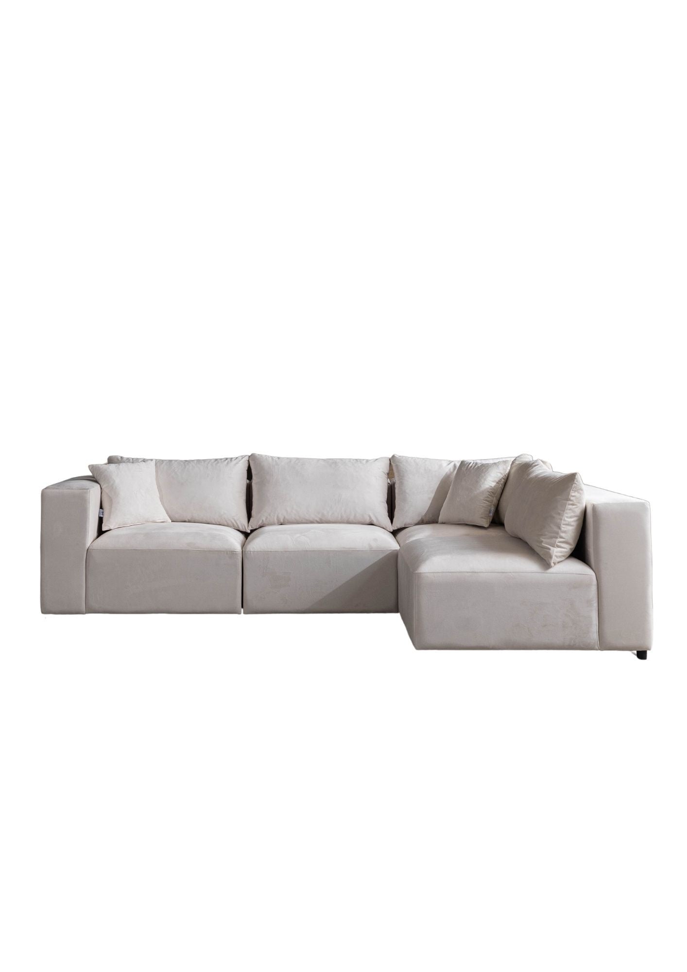 Canapé Modulable Azra Velours Blanc Cassé