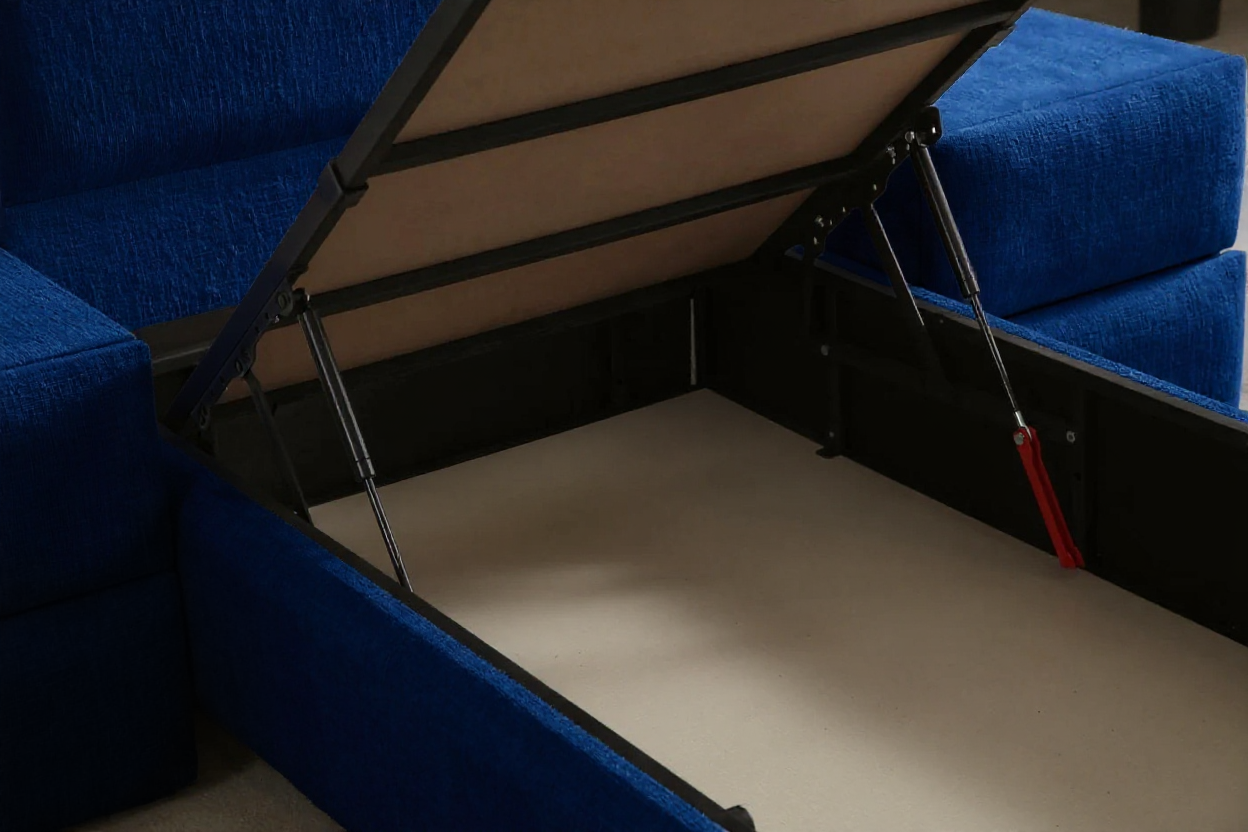 Lit Coffre 1 Place ALMA BLEU MARINE - Velours